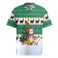 Llama Decorating Tree in Santa Hat Rugby Jersey with Green Gift Pattern Design - Wonder Print Shop