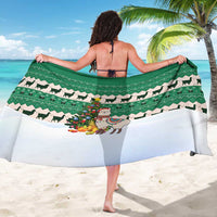 Llama Decorating Tree in Santa Hat Sarong with Green Gift Pattern Design - Wonder Print Shop