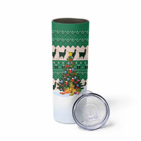 Llama Decorating Tree in Santa Hat Skinny Tumbler with Green Gift Pattern Design - Wonder Print Shop