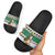 Llama Decorating Tree in Santa Hat Slide Sandals with Green Gift Pattern Design - Wonder Print Shop