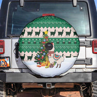 Llama Decorating Tree in Santa Hat Spare Tire Cover with Green Gift Pattern Design - Wonder Print Shop