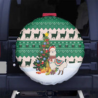 Llama Decorating Tree in Santa Hat Spare Tire Cover with Green Gift Pattern Design - Wonder Print Shop