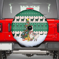 Llama Decorating Tree in Santa Hat Spare Tire Cover with Green Gift Pattern Design - Wonder Print Shop