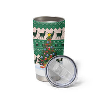 Llama Decorating Tree in Santa Hat Tumbler Cup with Green Gift Pattern Design - Wonder Print Shop