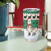 Llama Decorating Tree in Santa Hat Tumbler Cup with Green Gift Pattern Design - Wonder Print Shop