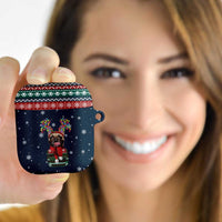 French Bulldog Reindeer Antlers Lights AirPods Case with Red Green Winter Pattern Design - Wonder Print Shop