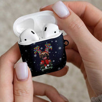 French Bulldog Reindeer Antlers Lights AirPods Case with Red Green Winter Pattern Design - Wonder Print Shop