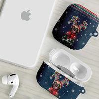 French Bulldog Reindeer Antlers Lights AirPods Case with Red Green Winter Pattern Design - Wonder Print Shop