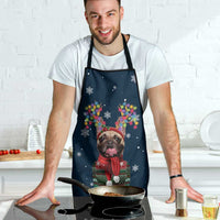 French Bulldog Reindeer Antlers Lights Apron with Red Green Winter Pattern Design - Wonder Print Shop