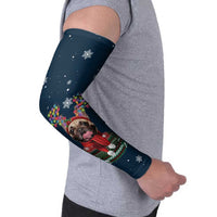 French Bulldog Reindeer Antlers Lights Arm Sleeves with Red Green Winter Pattern Design - Wonder Print Shop