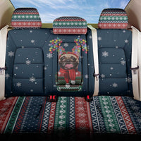 French Bulldog Reindeer Antlers Lights Back Car Seat Cover with Red Green Winter Pattern Design - Wonder Print Shop