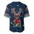 French Bulldog Reindeer Antlers Lights Baseball Jersey with Red Green Winter Pattern Design - Wonder Print Shop