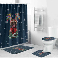 French Bulldog Reindeer Antlers Lights Bathroom Set with Red Green Winter Pattern Design - Wonder Print Shop