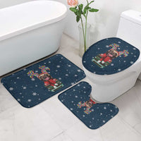 French Bulldog Reindeer Antlers Lights Bathroom Set with Red Green Winter Pattern Design - Wonder Print Shop