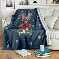 French Bulldog Reindeer Antlers Lights Blanket with Red Green Winter Pattern Design - Wonder Print Shop