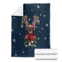 French Bulldog Reindeer Antlers Lights Blanket with Red Green Winter Pattern Design - Wonder Print Shop