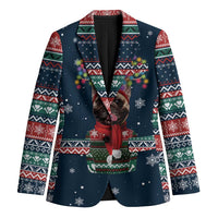 French Bulldog Reindeer Antlers Lights Blazer with Red Green Winter Pattern Design - Wonder Print Shop
