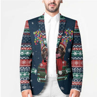 French Bulldog Reindeer Antlers Lights Blazer with Red Green Winter Pattern Design - Wonder Print Shop