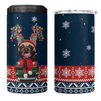 French Bulldog Reindeer Antlers Lights 4 in 1 Can Cooler Tumbler with Red Green Winter Pattern Design - Wonder Print Shop