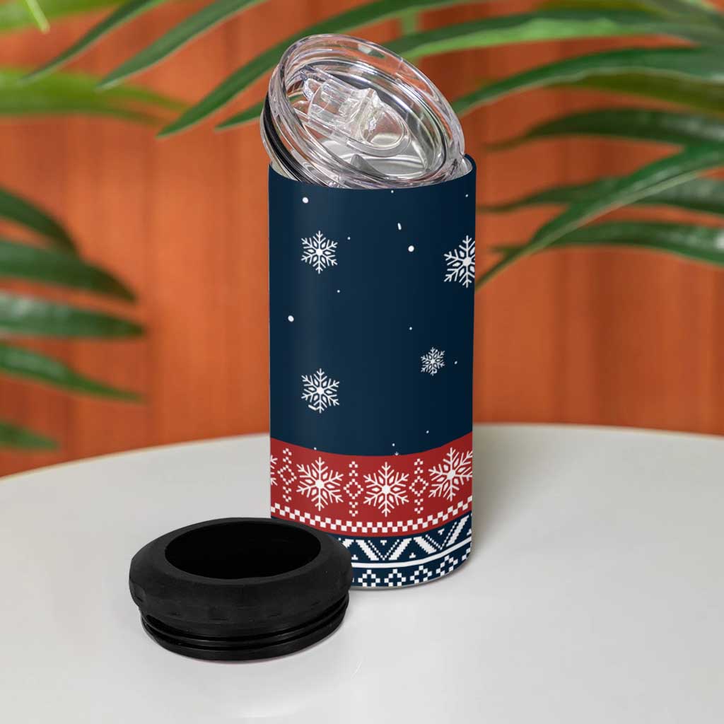 French Bulldog Reindeer Antlers Lights 4 in 1 Can Cooler Tumbler with Red Green Winter Pattern Design - Wonder Print Shop