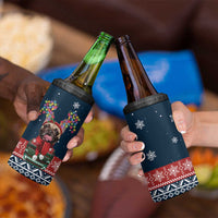 French Bulldog Reindeer Antlers Lights 4 in 1 Can Cooler Tumbler with Red Green Winter Pattern Design - Wonder Print Shop