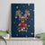 French Bulldog Reindeer Antlers Lights Canvas Wall Art with Red Green Winter Pattern Design - Wonder Print Shop