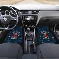 French Bulldog Reindeer Antlers Lights Car Mats with Red Green Winter Pattern Design - Wonder Print Shop