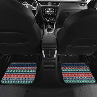 French Bulldog Reindeer Antlers Lights Car Mats with Red Green Winter Pattern Design - Wonder Print Shop