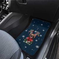 French Bulldog Reindeer Antlers Lights Car Mats with Red Green Winter Pattern Design - Wonder Print Shop