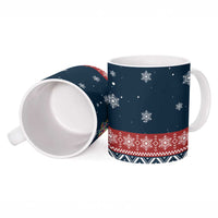 French Bulldog Reindeer Antlers Lights Ceramic Mug with Red Green Winter Pattern Design - Wonder Print Shop
