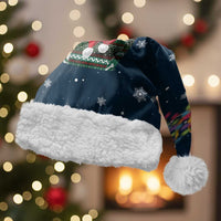 French Bulldog Reindeer Antlers Lights Christmas Santa Hat with Red Green Winter Pattern Design - Wonder Print Shop