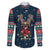 French Bulldog Reindeer Antlers Lights Family Matching Long Sleeve Bodycon Dress and Hawaiian Shirt with Red Green Winter Pattern Design - Wonder Print Shop