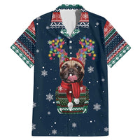 French Bulldog Reindeer Antlers Lights Family Matching Mermaid Dress and Hawaiian Shirt with Red Green Winter Pattern Design - Wonder Print Shop