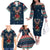 French Bulldog Reindeer Antlers Lights Family Matching Off The Shoulder Long Sleeve Dress and Hawaiian Shirt with Red Green Winter Pattern Design - Wonder Print Shop