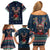 French Bulldog Reindeer Antlers Lights Family Matching Off Shoulder Short Dress and Hawaiian Shirt with Red Green Winter Pattern Design - Wonder Print Shop