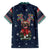 French Bulldog Reindeer Antlers Lights Family Matching Off Shoulder Short Dress and Hawaiian Shirt with Red Green Winter Pattern Design - Wonder Print Shop