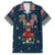 French Bulldog Reindeer Antlers Lights Family Matching Short Sleeve Bodycon Dress and Hawaiian Shirt with Red Green Winter Pattern Design - Wonder Print Shop