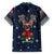 French Bulldog Reindeer Antlers Lights Family Matching Short Sleeve Bodycon Dress and Hawaiian Shirt with Red Green Winter Pattern Design - Wonder Print Shop