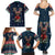 French Bulldog Reindeer Antlers Lights Family Matching Summer Maxi Dress and Hawaiian Shirt with Red Green Winter Pattern Design - Wonder Print Shop