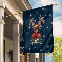 French Bulldog Reindeer Antlers Lights Garden Flag with Red Green Winter Pattern Design - Wonder Print Shop