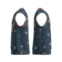 French Bulldog Reindeer Antlers Lights Christmas Knitted V-Neck Vest with Red Green Winter Pattern Design - Wonder Print Shop