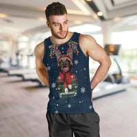 French Bulldog Reindeer Antlers Lights Men Tank Top with Red Green Winter Pattern Design - Wonder Print Shop