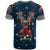French Bulldog Reindeer Antlers Lights T Shirt with Red Green Winter Pattern Design - Wonder Print Shop
