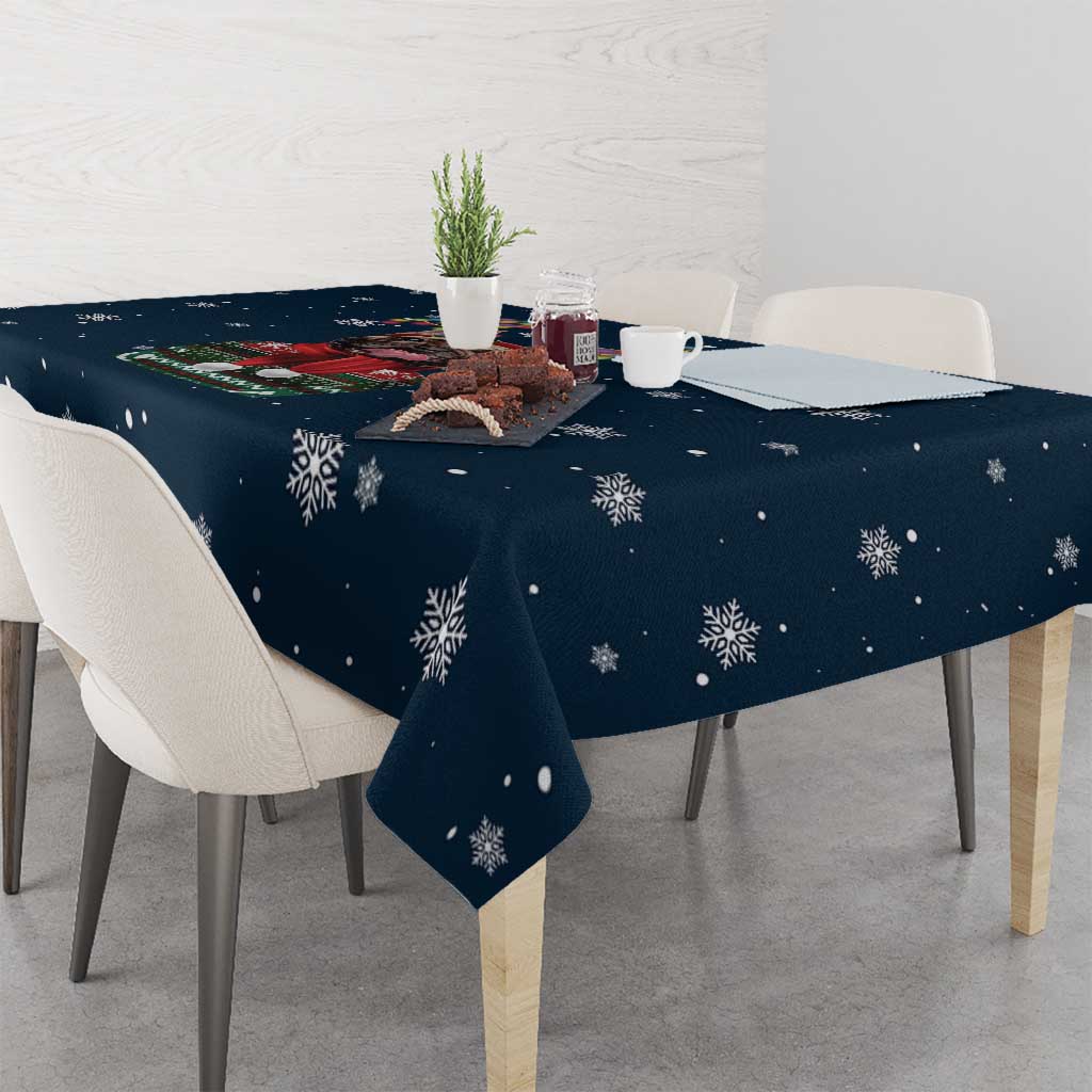 French Bulldog Reindeer Antlers Lights Tablecloth with Red Green Winter Pattern Design - Wonder Print Shop