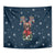 French Bulldog Reindeer Antlers Lights Tapestry with Red Green Winter Pattern Design - Wonder Print Shop