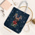 French Bulldog Reindeer Antlers Lights Tote Bag with Red Green Winter Pattern Design - Wonder Print Shop
