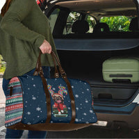 French Bulldog Reindeer Antlers Lights Travel Bag with Red Green Winter Pattern Design - Wonder Print Shop