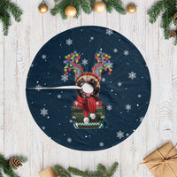 French Bulldog Reindeer Antlers Lights Tree Skirt with Red Green Winter Pattern Design - Wonder Print Shop