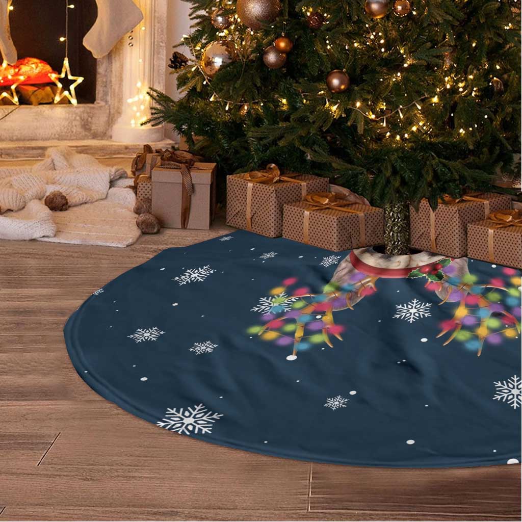 French Bulldog Reindeer Antlers Lights Tree Skirt with Red Green Winter Pattern Design - Wonder Print Shop