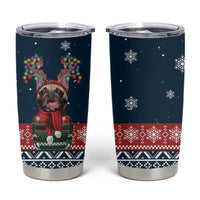 French Bulldog Reindeer Antlers Lights Tumbler Cup with Red Green Winter Pattern Design - Wonder Print Shop